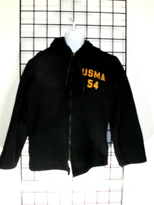 VINTAGE THE CADET STORE 🔥 M / L==WEST POINT / 1954 / BLACK WOOL? HOODED JACKET - Picture 1 of 16