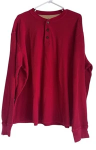 Camicia uomo Eddie Bauer manica lunga waffle termica Henley taglia XL rossa - Foto 1 di 5