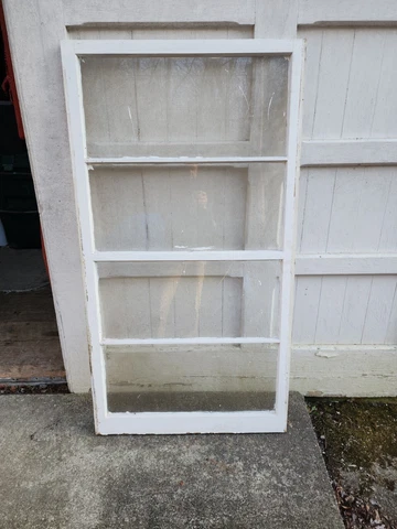 Vintage Farmhouse old wood window sash 4 pane window frame 34 x 62 1/4 x 1 1/4 Cover