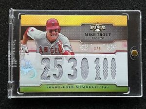 MIKE TROUT #’d /9 - 2014 Topps Triple Threads GOLD Game Used Jersey Relic SP HTF