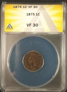 1875 Indian Head Cent ANACS VF30 6173101 Exquisite Coin Rare - Picture 1 of 9