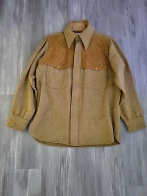 De Colección Woolrich Western Chaqueta Abrigo Lana Gamuza Cuero Azteca Navjo Manta EE. UU.  Foto 1 de 4