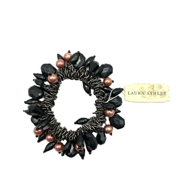 Nuevo Brazalete Elástico Laura Ashley Cha Cha Grueso Rosa Imitación Perla Negro Racimo Foto 1 de 4