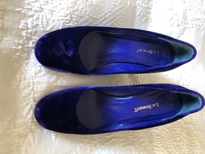 lk bennett blue velvet shoes