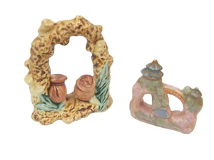 6C coppia acquario ceramica vintage decorazione oecan casa tesoro e ponte Giappone - Foto 1 di 7