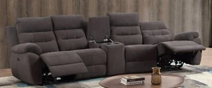 XXL Sofa elektrisch 4-Sitzer, Premium Mikrofaser Relaxcouch, 5131eeee-Cup-41-M31 - Bild 1 von 4