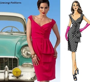 Butterick Vintage 1950s Inspired Party Wrap Dress Sewing Pattern By Gertie B5814 - Picture 1 of 7