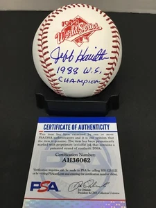 DODGERS JEFF HAMILTON FIRMADO 88 SERIE MUNDIAL BÉISBOL "88 W.S CHAMPION" INSC PSA - Imagen 1 de 3