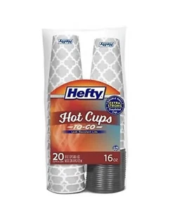 Hefty Disposable Coffee Cups with Lids - 16 Ounce, 20 Count 1 NEW SHIPS SAME DAY - Picture 1 of 3