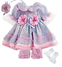 Reborn Baby Doll Clothes 22 inch Girl Grid Dress Outfits Accessories for 22-24 