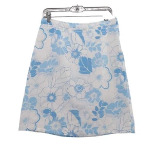 H&M Linen Skirt Blue Floral Print Casual Summer H&M Size 8 - Picture 1 of 9