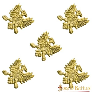 Medieval Leather Belt Brass Stud Viking Renaissance Knight Eagle Concho Set of 5 - Picture 1 of 13