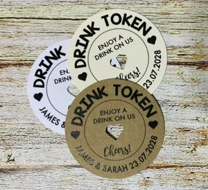 Personalised Drink Token Cheers Tag Alcohol Thank you Wedding Favour Tags RD71b - Picture 1 of 4
