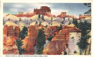 Bryce Temple  Bryce Canyon National Park Utah 1932 Linen Postcard - Picture 1 of 2