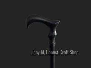 Black Derby Head Handle Wooden Walking Cane For Adults Handmade Walking Stick - Picture 1 of 5