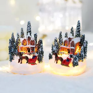 1PCS Holiday Village Figurines Decoration Lighted LED Holiday Village House - Picture 1 of 12