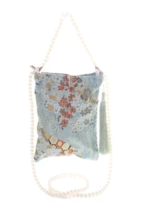 LB-6154-2 Satin Blumen bestickt China Hanfu Quasten Perlenriemen Tasche türkis - Bild 1 von 6