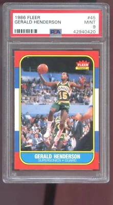 Tarjeta de baloncesto Fleer #45 1986-87 Gerald Henderson PSA 9 clasificación NBA 86-87 1987 Foto 1 de 2