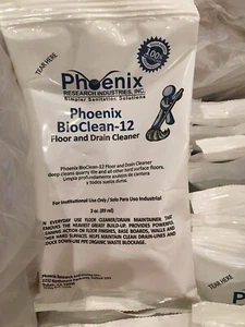 LOT 10 PHOENIX BIOCLEAN 12 FLOOR & DRAIN CLEANER 3 OZ PKG MIX WITH 3-5 GAL WATER - Picture 1 of 8