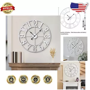 18-Inch Silent Vintage Metal Wall Clock - Perfect for Living Room & Kitchen - Picture 1 of 10
