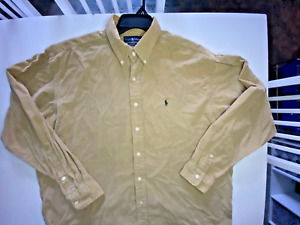 Ralph Lauren Button-Down Corduroy Shirt Brown Mens Size XL Regular VGC
