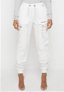 Maniere De Voir Cargo Pants With Bungee Cord White US 6 UK 10 - Picture 1 of 9