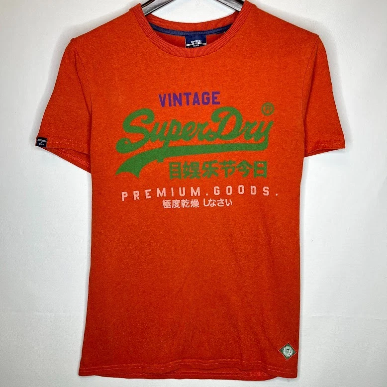 Superdry Orange Vintage Graphic Tee Men's L Japanese Logo Premium Goods Shirt - Image 1 of 4