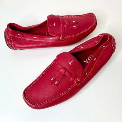 Mocasines de cuero rojo Prada para mujer nuevos 1D0258 hechos en Italia talla 36,5 Foto 1 de 4