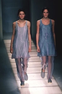 Emporio Armani Runway S/S 1999 Print Silk Dress Size 40 S Vintage 90s - Picture 1 of 18