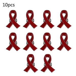 10 Pcs Red Large Flat Ribbon Shaped Pins Fundraising & Awareness Pins Durable - Picture 1 of 7