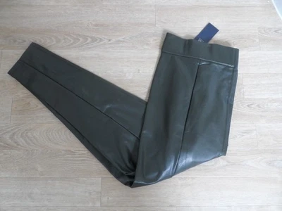 BNWT M&S FAUX LEATHER PULL ON JEGGINGS - SIZE 18 REG - DARK GREEN - Image 1 of 2