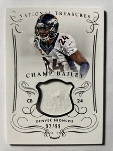 2014 National Treasures CHAMP BAILEY Game Used Jersey Patch 92/99 BRONCOS HOFer - Picture 1 of 2