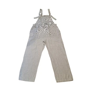 Flachs Leinen Jumpsuit weites Bein grau weiß Größe L - Bild 1 von 13