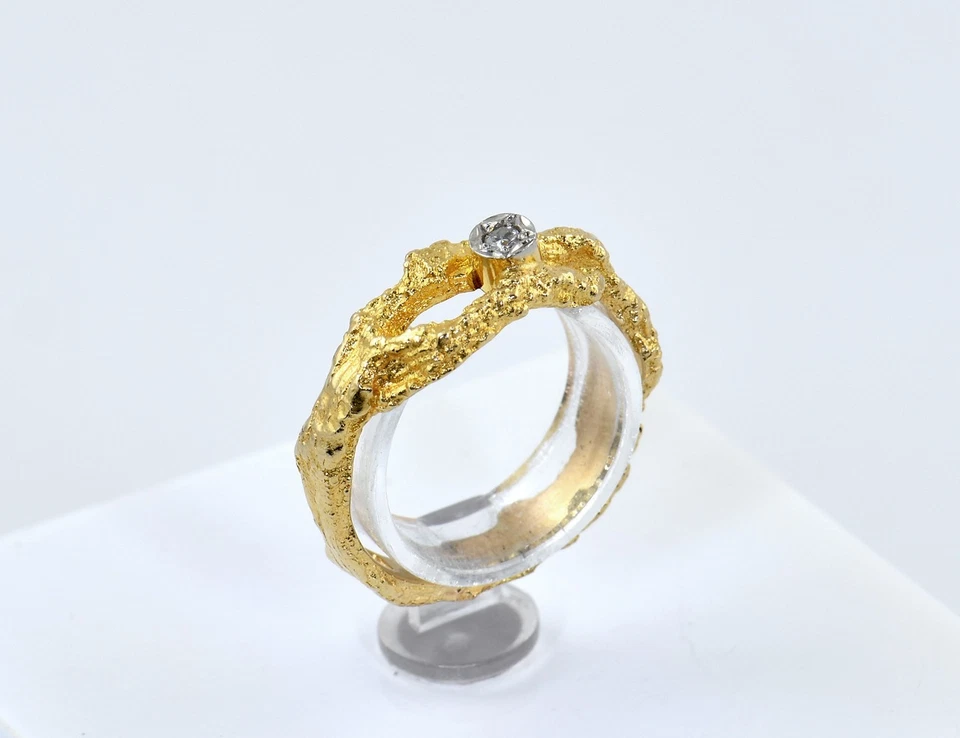 Lapponia Diamant Ring 750/000 18 K Gelbgold 1 Brillant 0,02 ct - Bild 1 von 4