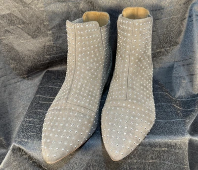 Topshop Botas Mujer Talla 38 Gris Tachonado Gamuza Tobillo Chelsea Tacón Bloque Zapatos Foto 1 de 4