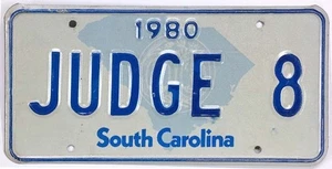Vintage South Carolina 1980 Nummernschild Richter 8 Rechtsanwalt Regierung - Bild 1 von 1