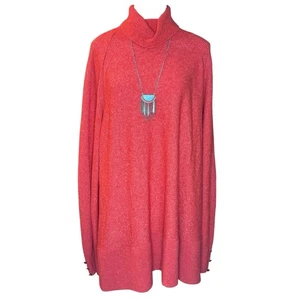 Lane Bryant Coral Red Chunky Turtleneck Sweater Womens 3X Plus Size Cozy Layers - Picture 1 of 10