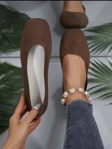 Mocasines Shein marrón punta cuadrada plana para mujer talla 11 nuevos - Imagen 1 de 2