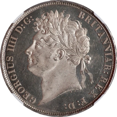 Great Britain 1821 George IV Deep Mirror Proof Like Silver Crown NGC MS-62 Cover