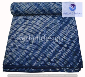 Twin Vintage Quilt Bed Runner Kantha Tie-Dye Bedspread Cotton Hippie Blanket - Picture 1 of 11