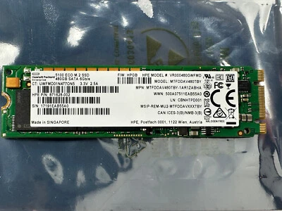 SSD HPE Micron 5100 Eco 480 GB SATA 6G lectura intensiva M.2 2280 1.5dwpd tlc ds Foto 1 de 2