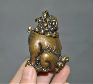 2.2'Chinese Ancient bronze carving lucky auspicious animal dog beast statue - Picture 1 of 11
