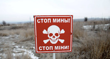 Danger Mines Warning Sign - Bilingual Russian Ukrainian Acrylic - Ukraine War