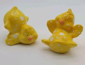 Vintage gelbe Baby Küken Figuren skurrile Frühlingsdeko 3" 2er Set - Bild 1 von 8