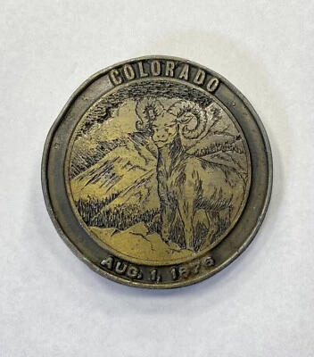 Colorado State Bighorn Hebilla de Cinturón Latón Lewis Buckle Co 1971 EE. UU. Foto 1 de 4