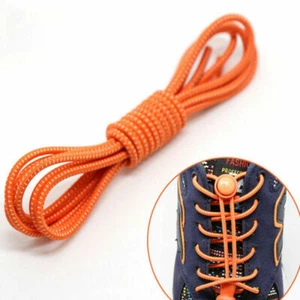 No Tie Lock Shoe Laces Lazy Elastic Round Shoelaces Adults Kids Sports Trainers - Picture 1 of 14