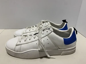 Diesel S Clever Low Sneakers Men's Leather Shoes 12.5 White & Blue - Picture 1 of 8