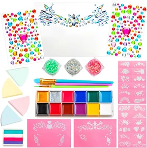 Einhorn und Schmuck Face Painting Kit Fun Face Paint Set mit Gesicht Edelsteinen Verkleiden - Bild 1 von 4