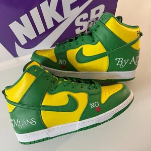 Nike SB Supreme Dunk High By Any Means Brasilien Herren Größe 12 gelb/grün Schuhe NEU - Bild 1 von 10