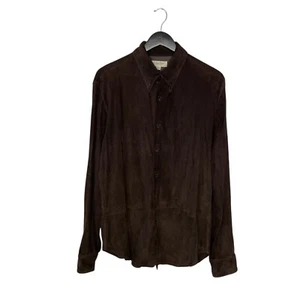 Camisa De Colección Calvin Klein Gamuza Cuero Cabra Abotonada L Marrón - Imagen 1 de 11